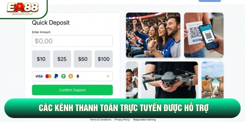 Các kênh thanh toán trực tuyến được hỗ trợ