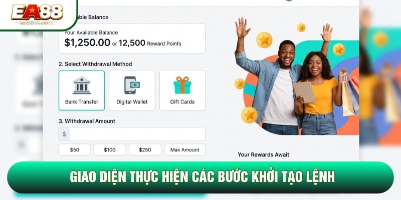 Giao diện thực hiện các bước khởi tạo lệnh Giao diện thực hiện các bước khởi tạo lệnh